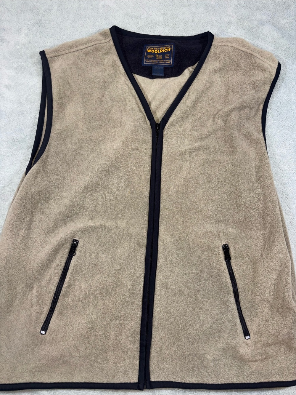 Vintage Woolrich Fleece Full-Zip Vest - Mushroom Brown / Beige - Size Large